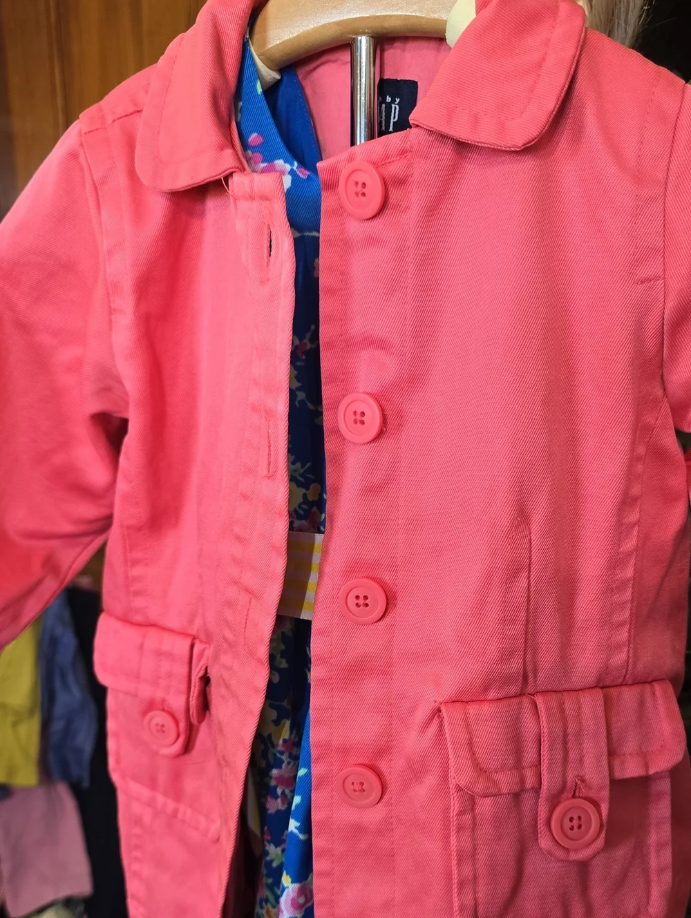 GAP 18 24 Pink Girls' Button-Front Trench Pea Coat Jacket